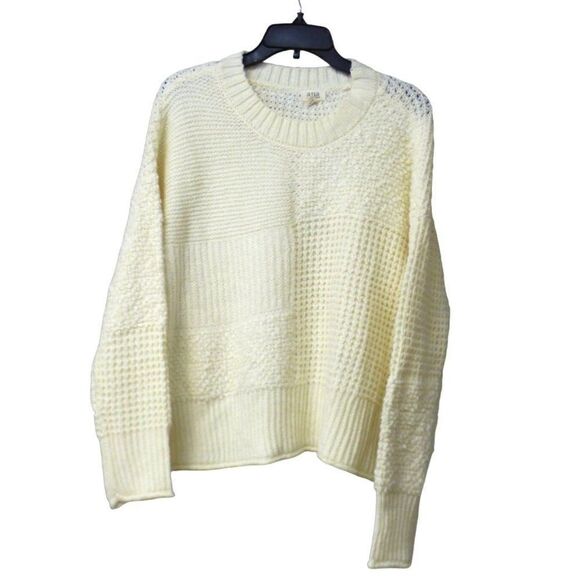 a.n.a Petite Women’s Textured Stitch Crew Neck Sweater, PL, Ivory - Picture 1 of 15